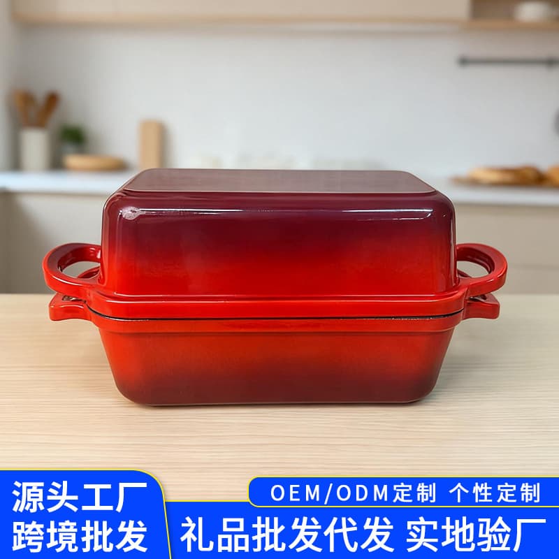 Export Amazon Cast Iron Enamel Pot Home Kitchen Baking Bread Pot High Temperature Dual-Purpose Dutch Oven Wholesale