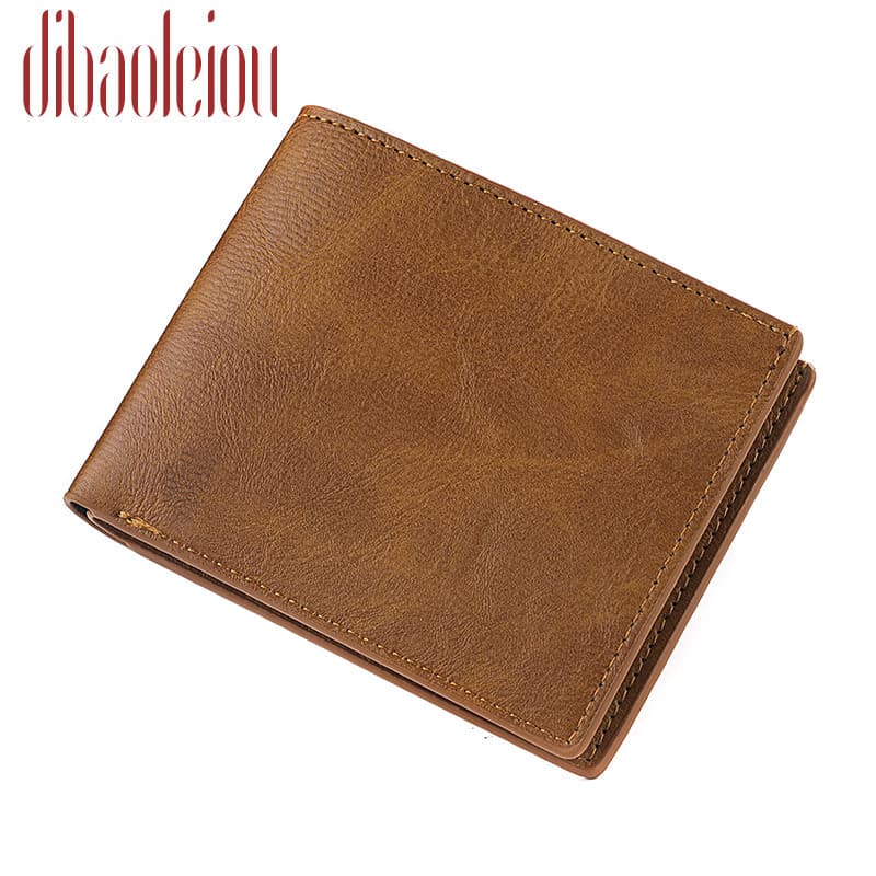 Factory Direct Wholesale Crazy Horse Grain PU Men's Wallet Vintage Fashion European and American Style Men's Card Holder Ultra-Thin Wallet