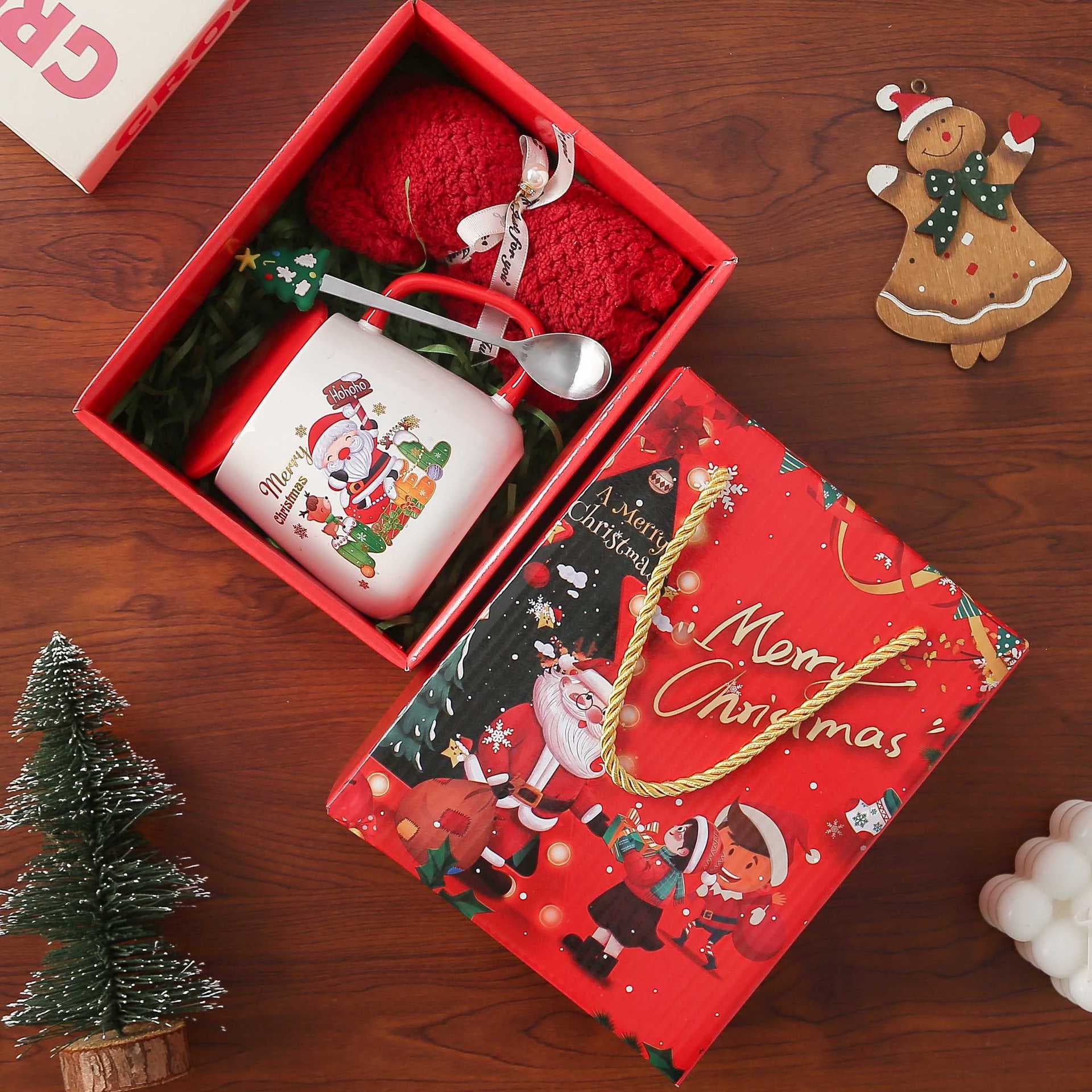 Cute Christmas Ceramic Water Cup Birthday Gift for Women Best Friend Mug with Lid and Spoon Cup Souvenir Gift Teacup