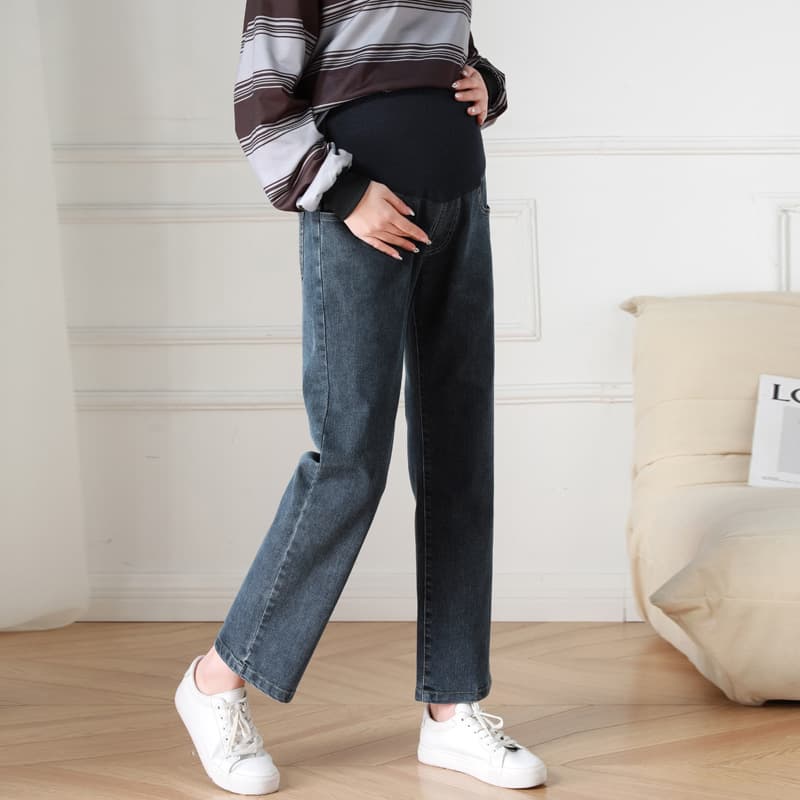 Maternity Jeans Spring Style Straight High Waist Slim High Stretch Cigarette Pants Fashion Maternity Wear Plus Size