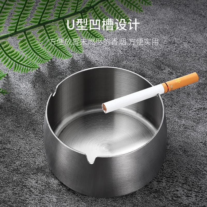 Wholesale Stainless Steel Thickened Windproof Ashtray Creative Home Commercial Internet Cafe Restaurant KTV Advertising Ashtray