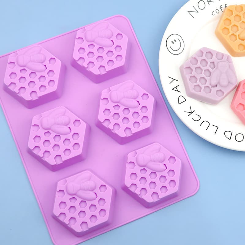Spot wholesale 6-connected bee hive, silicone cake mold, home baking, handmade aromatherapy essential oil soap mold