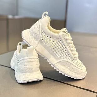 2025 Summer New Men's Shoes Thick Sole Fabric Breathable Fashion Lace-up Versatile Korean Style Height Increase Casual Sports Board Shoes