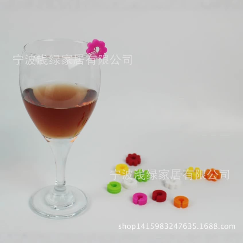 12pcs Ring Flower Wine Glass Stickers Festival Wedding Party Goblet Stickers C-shaped Glass Identification Labels