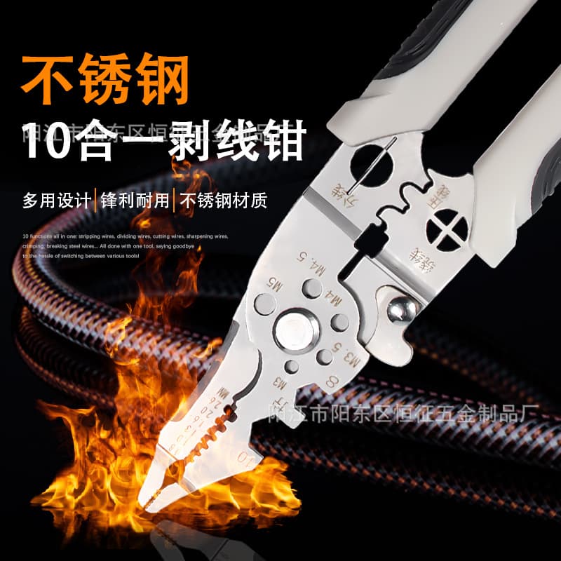 Folding Wire Stripper for Electricians, Multi-functional Tool for Cutting, Stripping, Twisting, and Crimping Wires
