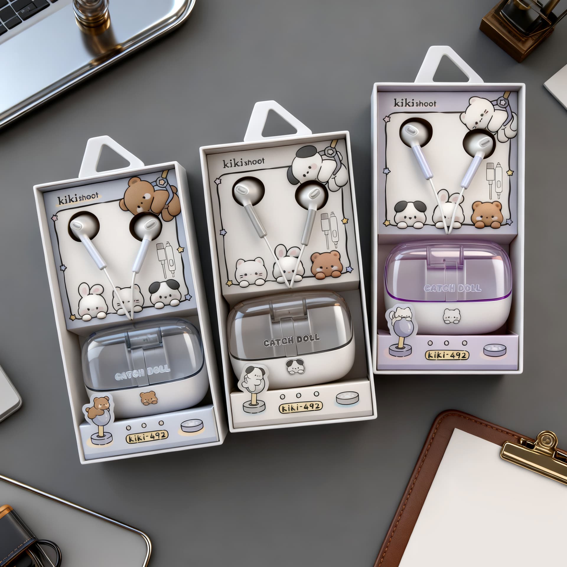 kiki 492 is suitable for Apple 15/16 Huawei Xiaomi typec interface student cartoon storage box fashionable headphones