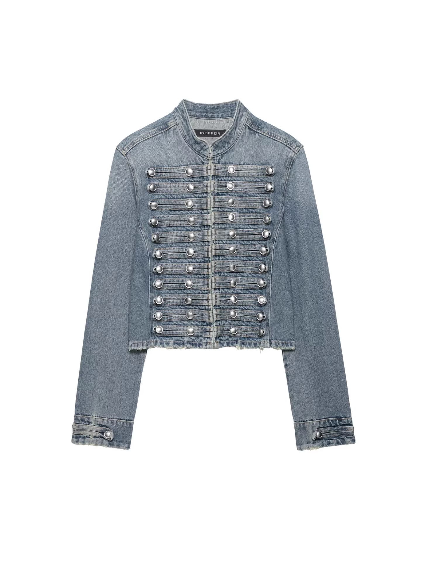 2026 New Classic Metal Bone Buckle Design Strap Washed Denim Top Short Jacket and Shorts Set