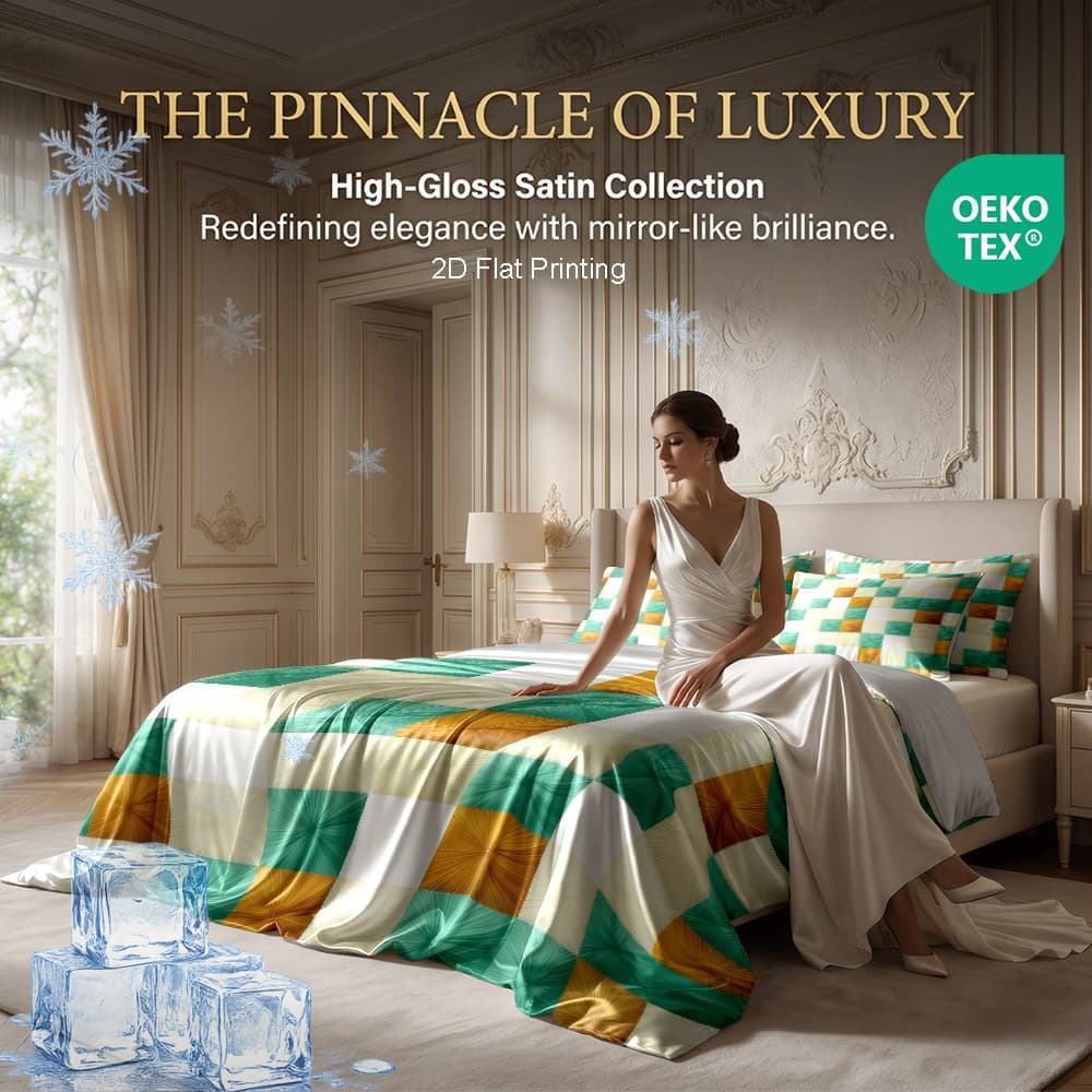 Satin Duvet Cover Set 3-Piece 4-Piece, Faux Silk Duvet Cover, Bedding, European and American Glossy Satin, Chiffon, Cross-border