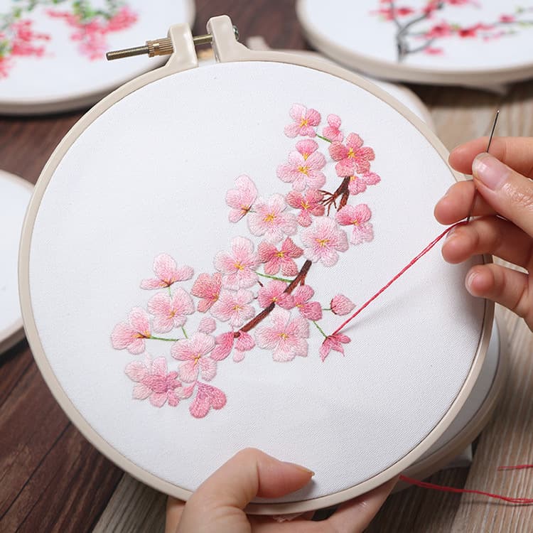 Embroidery DIY Handcraft Beginner Round Fan Kit Ribbon Embroidery Stab Stitch Suzhou Embroidery Pouch