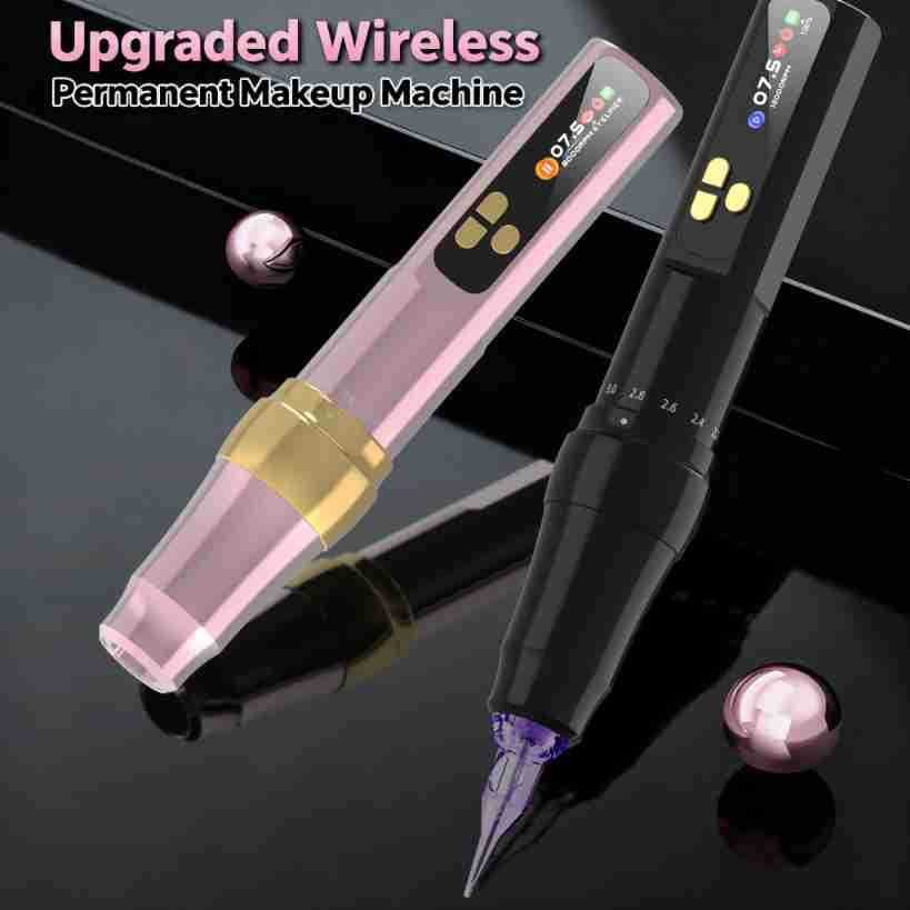 Dual-battery adjustable stroke current meter wireless permanent makeup and tattoo machine hollow cup motor IPS color screen cross-border logo