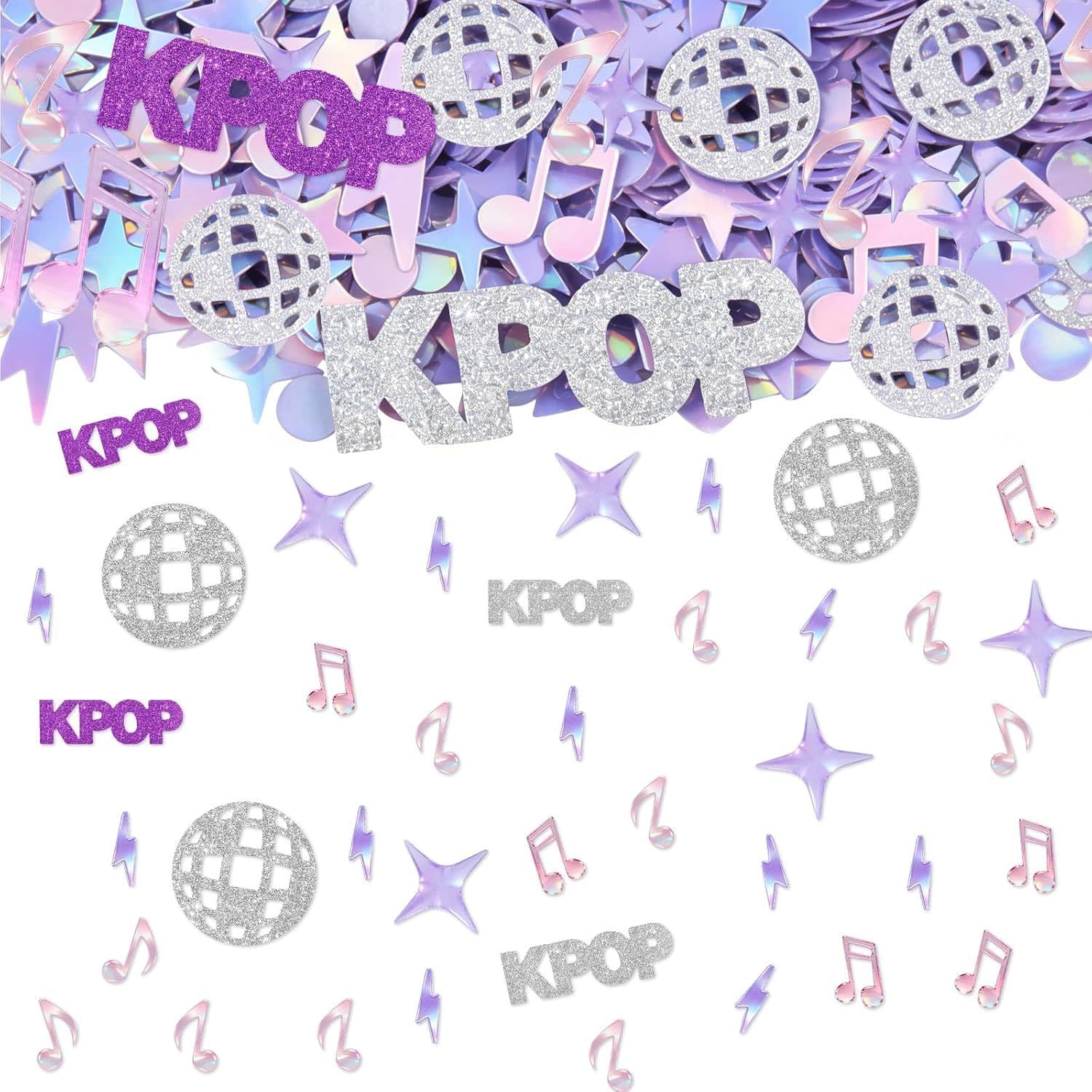 Kpop Music Note Ball Laser Glitter Girl Group Party Decoration Confetti Paper Pieces Birthday Theme Party Throw