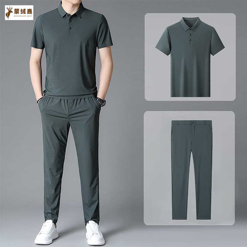 Belt Pants-Suit Summer New Men's T-Shirt Short-Sleeved Classy Accessible Luxury Nylon Sports Casual No-Iron Polo Shirt