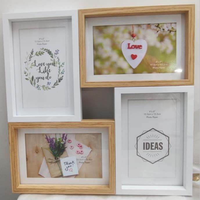 Export 6-inch Wooden Quadruple Photo Frame Wall Mount Creative Minimalist Style Cross-border Wholesale