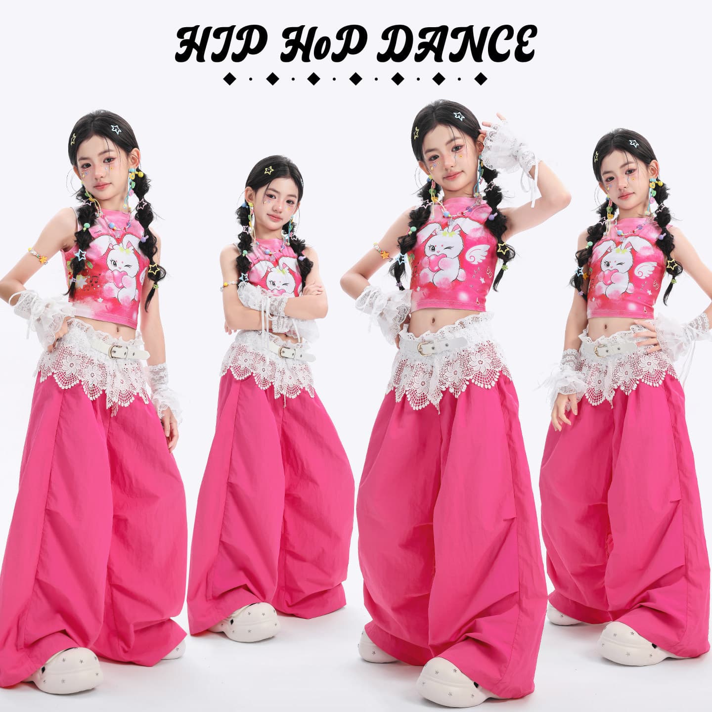 Girls Jazz Dance Costume Sweet Cool Girl Jazz Stage Performance Outfit Trendy Fashionable Kids Dance Show Clothes