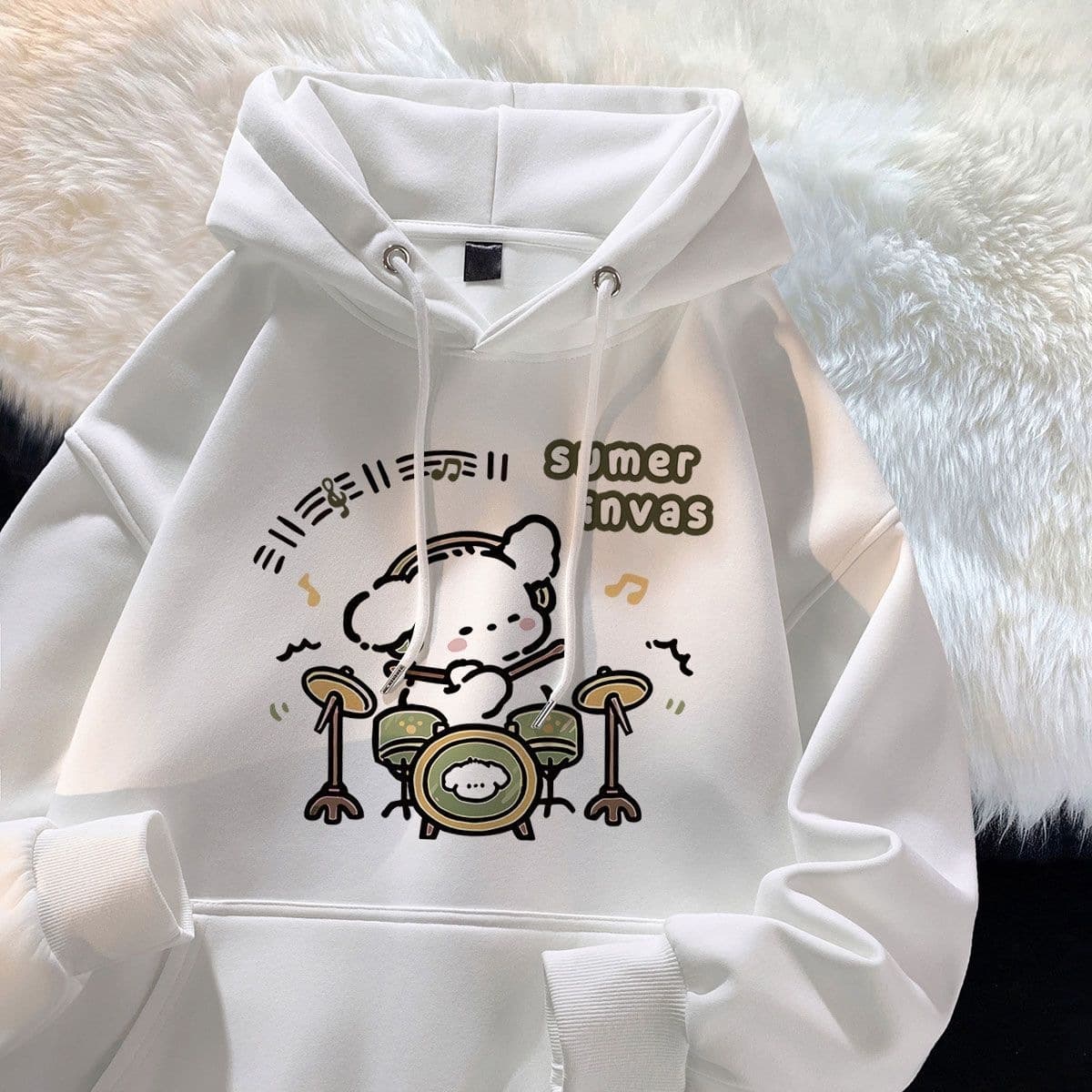 Hoodie Korean style cute puppy print hoodie men's and women's versatile loose fit ins autumn winter outerwear 12