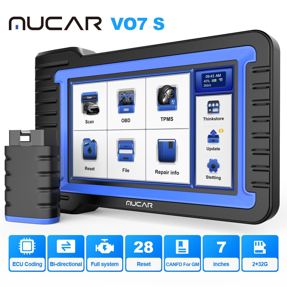 MUCAR VO7S car diagnostic tool Obd2 scanner ECU coding 28 items reset function active test