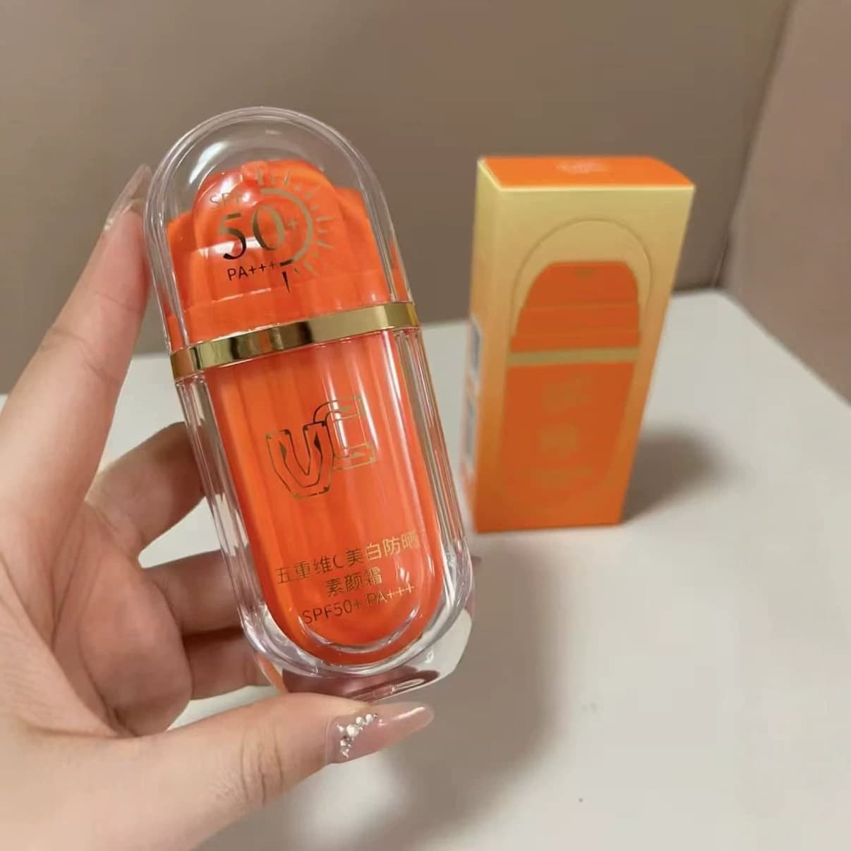 VC Sunscreen Whitening Tone-Up Cream Fivefold Vitamin C Concealer Natural Brightening Isolation Non-Whitening High Protection SPF50+
