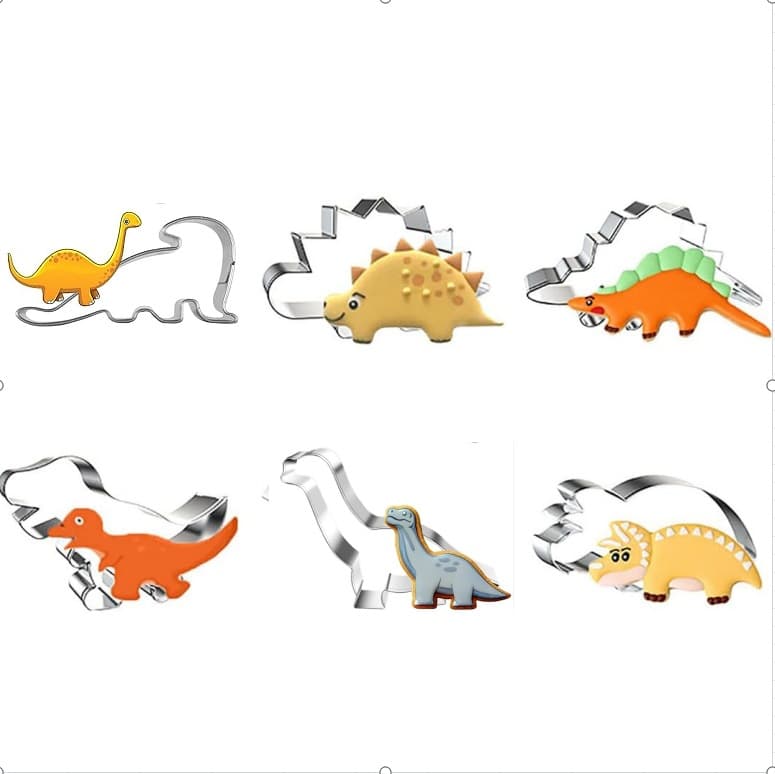 Dinosaur Cookie Cutter Set 6-Piece Biscuit Molds Dinosaur Cookie Tools Stainless Steel Baking Tools