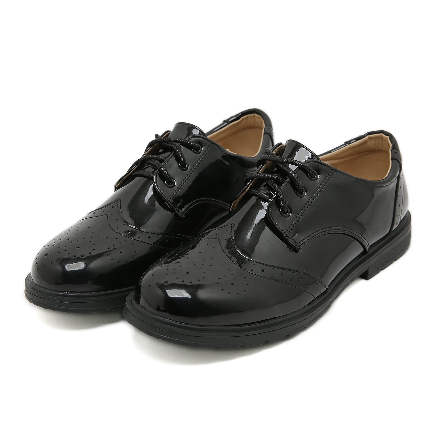 British Style Two-Tone Black and White Brogue Women's Shoes, Carved Leather Flat Heel Soft Sole Lace-up Deep Mouth Oxfords