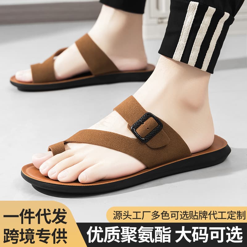 Large Size Men's Slippers Outdoor Open-Toe Buckle Sandals Comfortable Breathable Casual Slip-On Shoes for Men