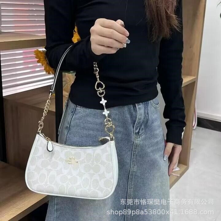 Kou family high-version monogram teri underarm bag fashionable versatile shoulder crossbody crescent bag mahjong bag handbag women
