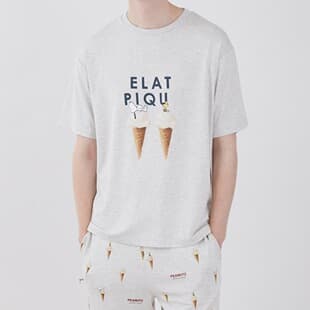 GP Pajamas Unlabeled Soft Ice Cream Cone Print Soft Round Neck Short Sleeve Shorts Pajamas Men's Homewear
