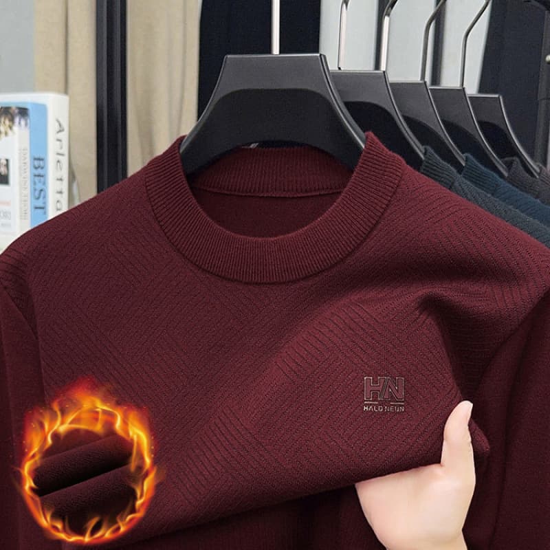 Cross-border Wholesale Jizhe Men's Clothing & Hot-Style Fleece-Lined Wool Sweater 852