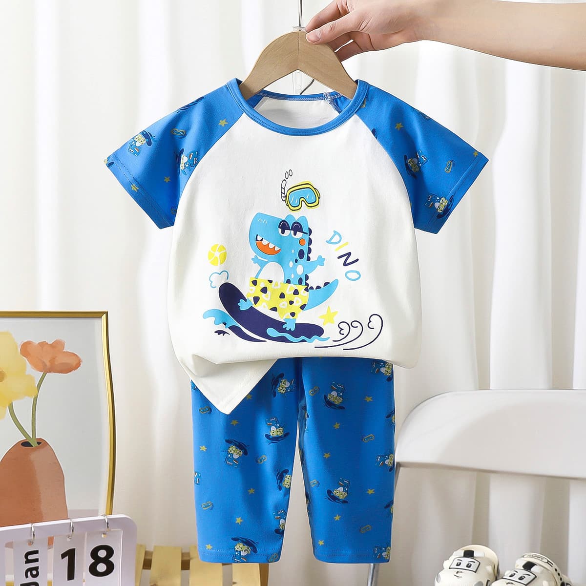 Kids Short Sleeve Set Summer New Cotton Boys' Sleepwear Girls' Baby Air Conditioning Wear Class A Summer Children's Clothing