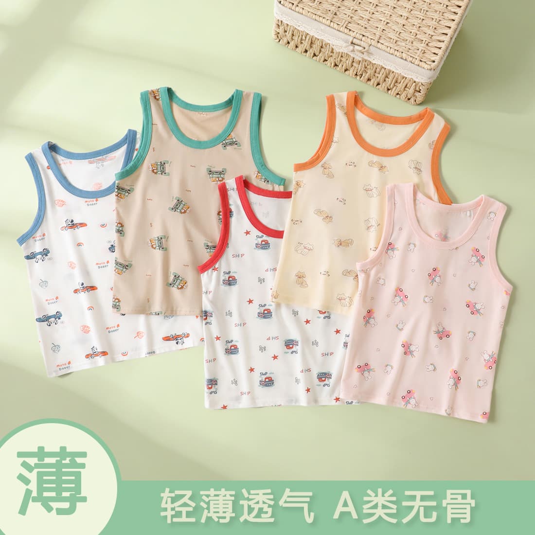 Children's Seamless Vest Boys Thin Modal Round Neck Girls Undershirt Toddler Sleeveless T-Shirt Lyocell Casual