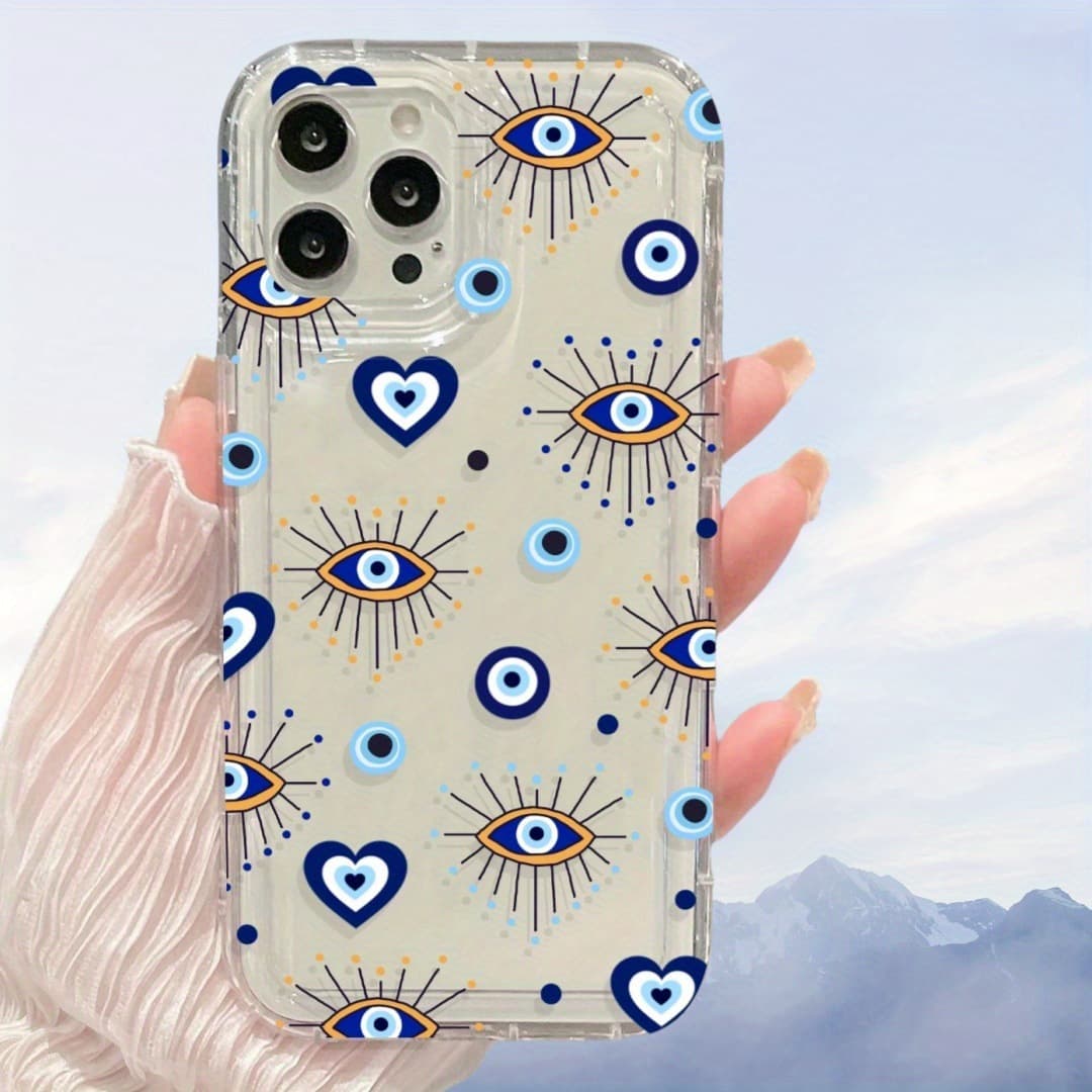 Heart-shaped colorful eyes case for Apple 12, iPhone 16/15/14 transparent 16 Pro Max shockproof 7P