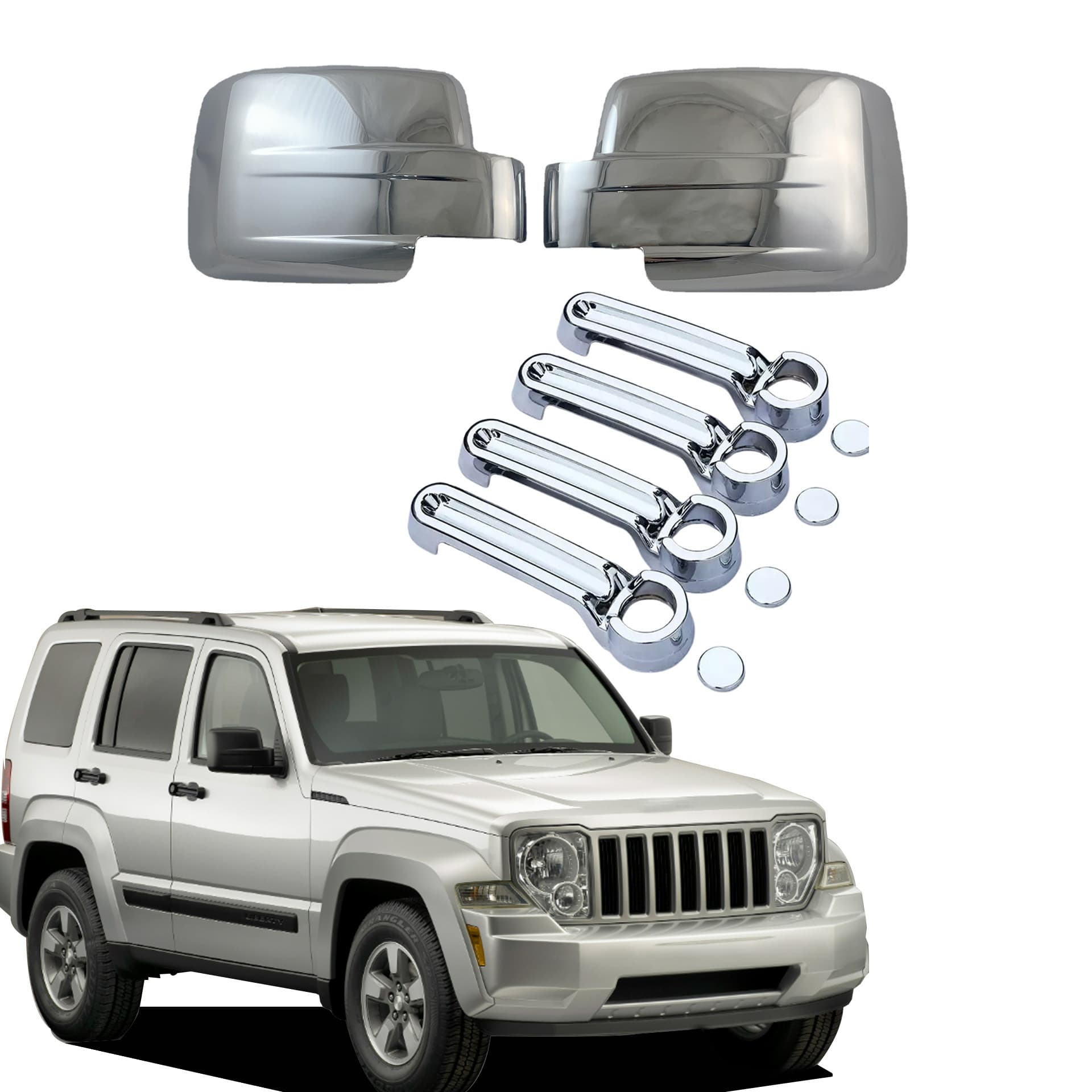 Chrome Door Handle Trim Covers for Wrangler, ABS Electroplated Mirror Covers