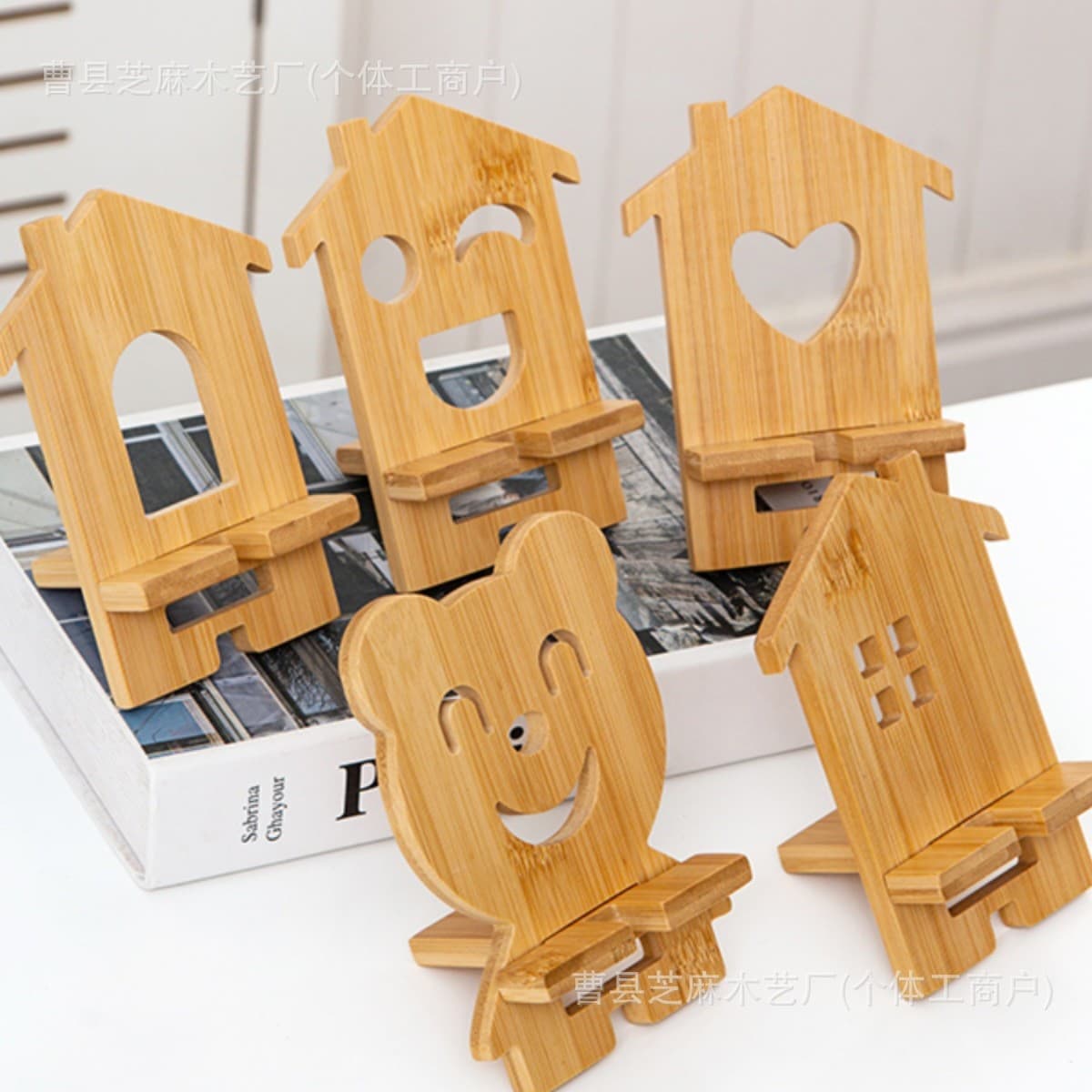 Wooden Creative Desktop Simple Office Phone Stand Cartoon Cute Lazy Person Tablet Phone Stand