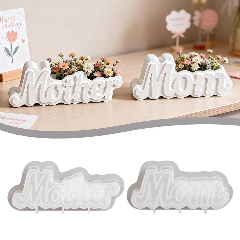 Warm Mother's Day Flower Arrangement Ornament Mold DIY Scented Candle Letter Plaster Ornament Silicone Mold In Stock Wholesale
