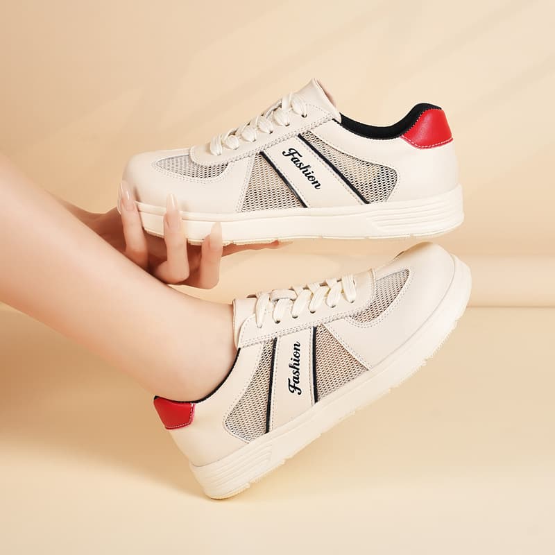 Mesh Breathable Agate Shoes Women Summer New Retro Flat Dad Shoes Versatile Sports Casual White Sneakers Flat Shoes