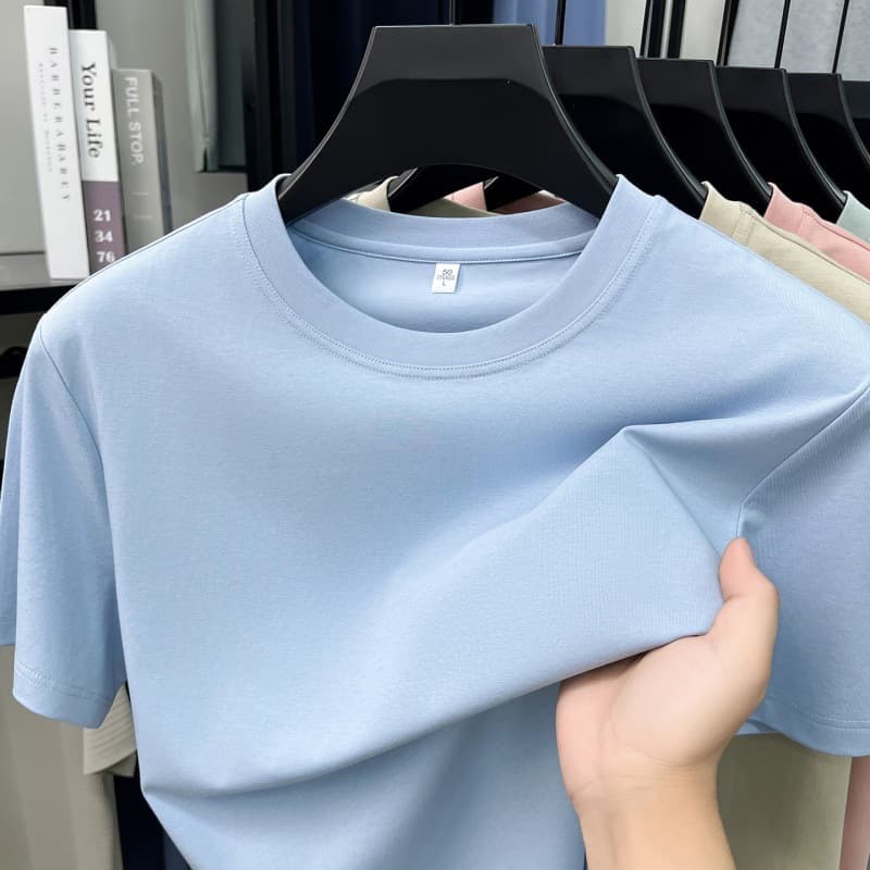 Cross-border foreign trade high-end men's round neck T-shirt short-sleeved casual versatile summer boys' clothes wholesale and customization