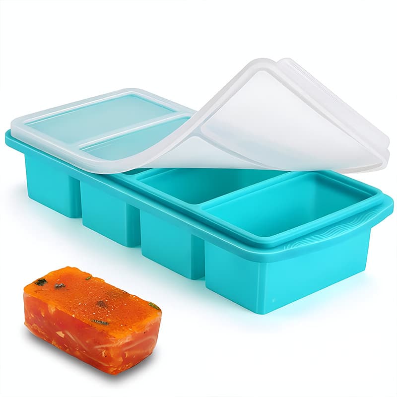 New Large Ice Cube Mold with Lid, Food-Grade Silicone Ice Tray, Hot Pot Broth Portion Container, Freezer Storage Box