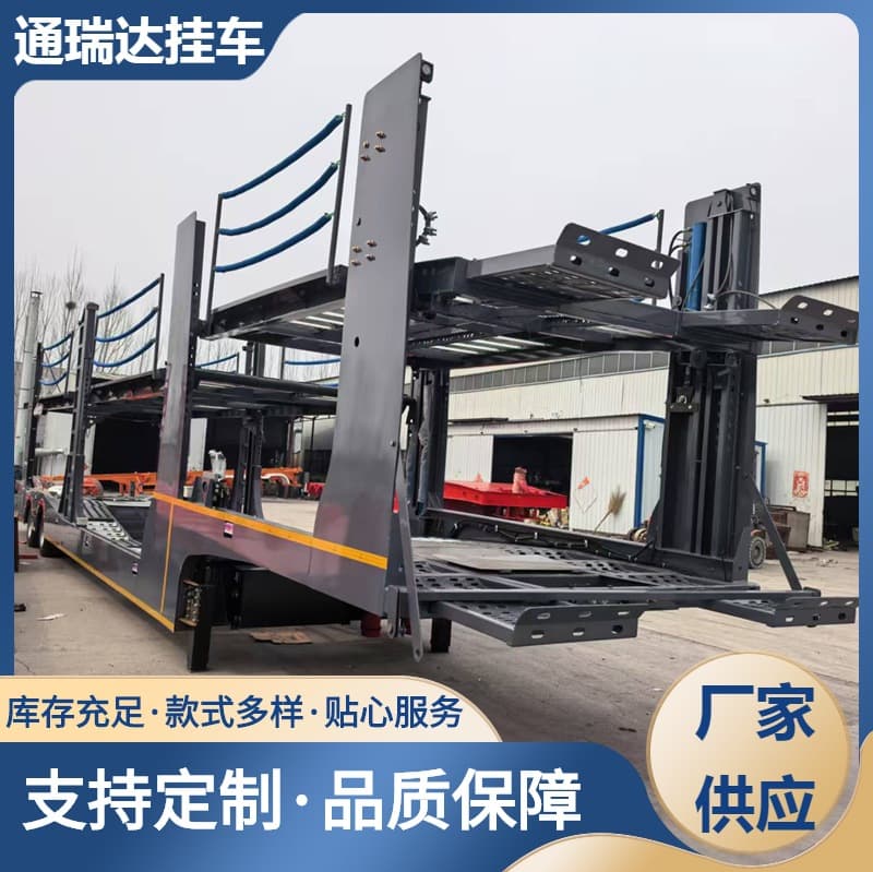 17-meter hydraulic screw lift European-style eight-position cage car, 13.75-meter air suspension bridge two-axle frame car carrier semi-trailer
