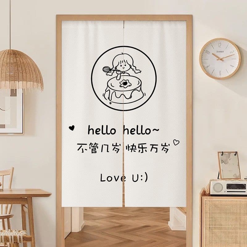 Custom coffee shop, milk tea shop, cake shop door curtain partition curtain, no drilling required, commercial half curtain hanging