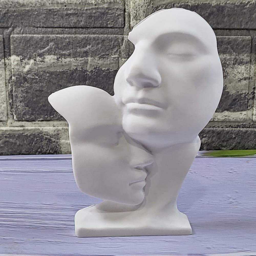 S1547 Abstract Male and Female Embrace Semi-3D Ornament Candle Holder Plaster Mold DIY Silicone Mold