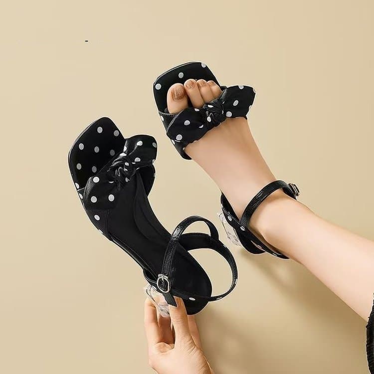 French One-Strap Sandals Women 2026 New Summer Women's Shoes Wearable Chunky Heel Bow Comfortable Sandals