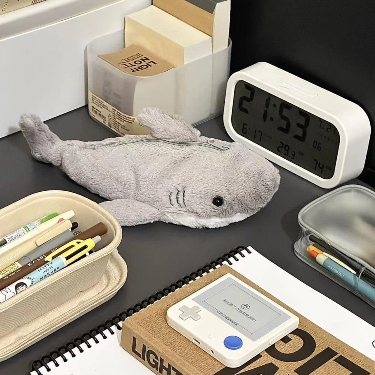 Plush Shark Pencil Case, Cute Soft Cartoon Plush Toy, Large Capacity Student Stationery Storage Bag, Gift Shark