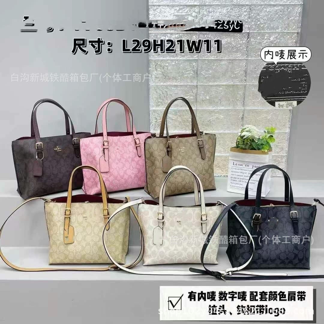 New Coach Women's Bag C Logo Mollie 25 Canvas Tote Bag Handheld Shopping Bag Shoulder Crossbody Bag