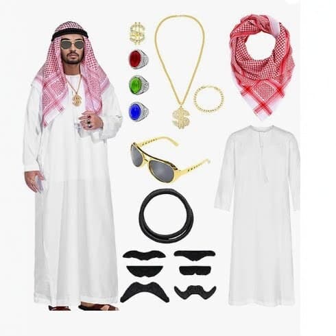 Halloween Prince Cosplay Set, Cross-border Hip Hop Style Necklace, Ring, Glasses, Headscarf, Performance Costume