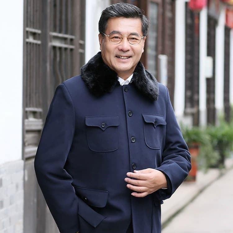 Zhongshan Suit Men Jacket Set Dad Outfit Zhongshan Suit Old People Clothes Ethnic Costume Autumn Winter Fleece-Lined and Cotton-Padded Men's Wear