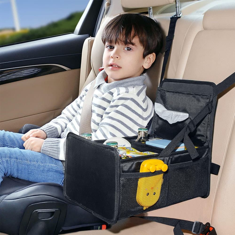 Rear Seat Storage Organizer Between Car Seat and Console, Long Trip Car Accessories with Cup Holder