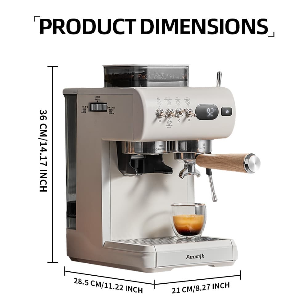 Aeomjk EU Standard Aimoike Integrated Grinder, Room Temperature Cold Brew, Milk Frother, Semi-Automatic Coffee Machine for Cross-Border