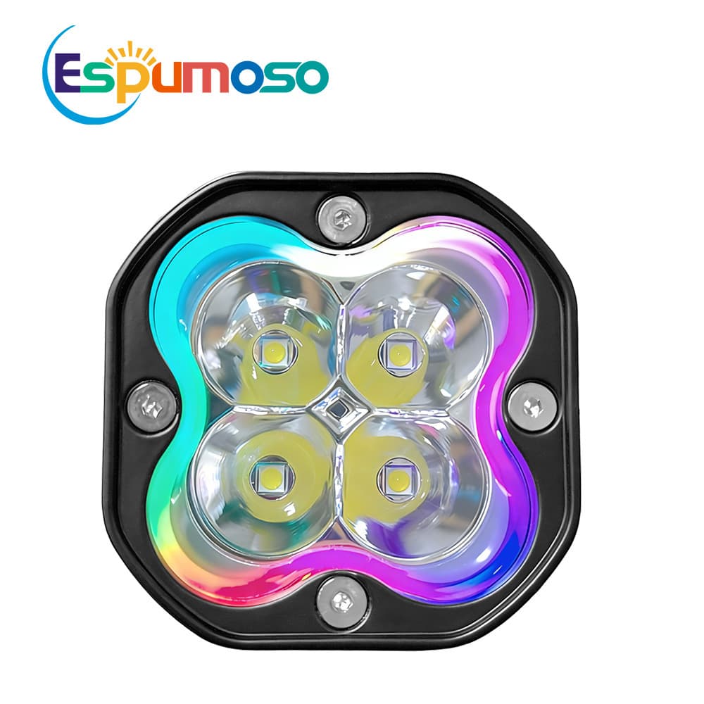 Factory Direct Four-Leaf Clover Spotlight White Light RGB Colorful Ultra-Bright External High Beam Long-Range Road Spreading Motorcycle Spotlight