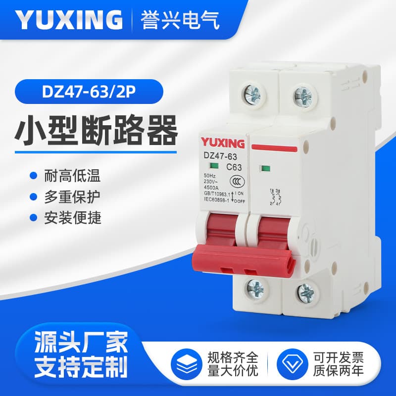 DZ47 Circuit Breaker 2P Miniature Circuit Breaker Engineering Grade Low Voltage Short Circuit Protection Smart Miniature Circuit Breaker