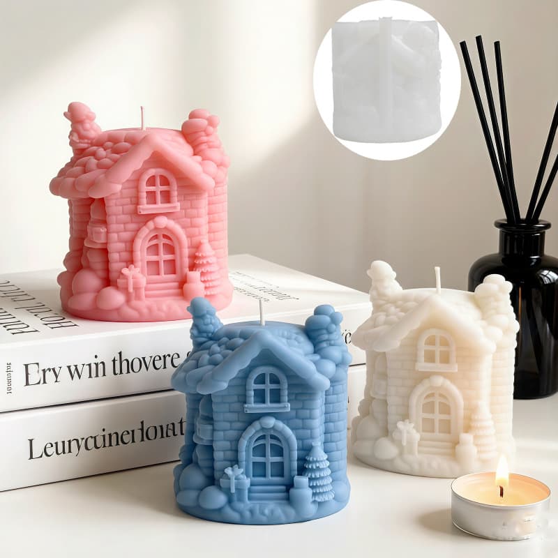 Igloo scented candle silicone mold diy fairy tale forest cabin three-dimensional building plaster ornament gift grinding tool