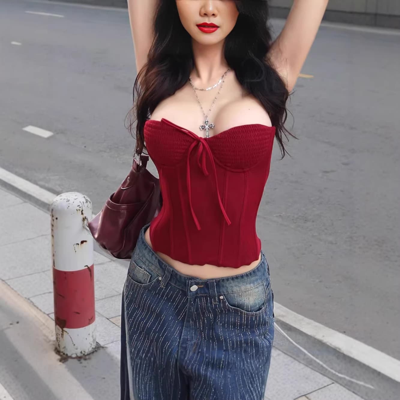 European and American Cross-Border Hot Selling Fashion Women's Sexy Fitted Backless Crop Top Slimming Camisole Bodysuit